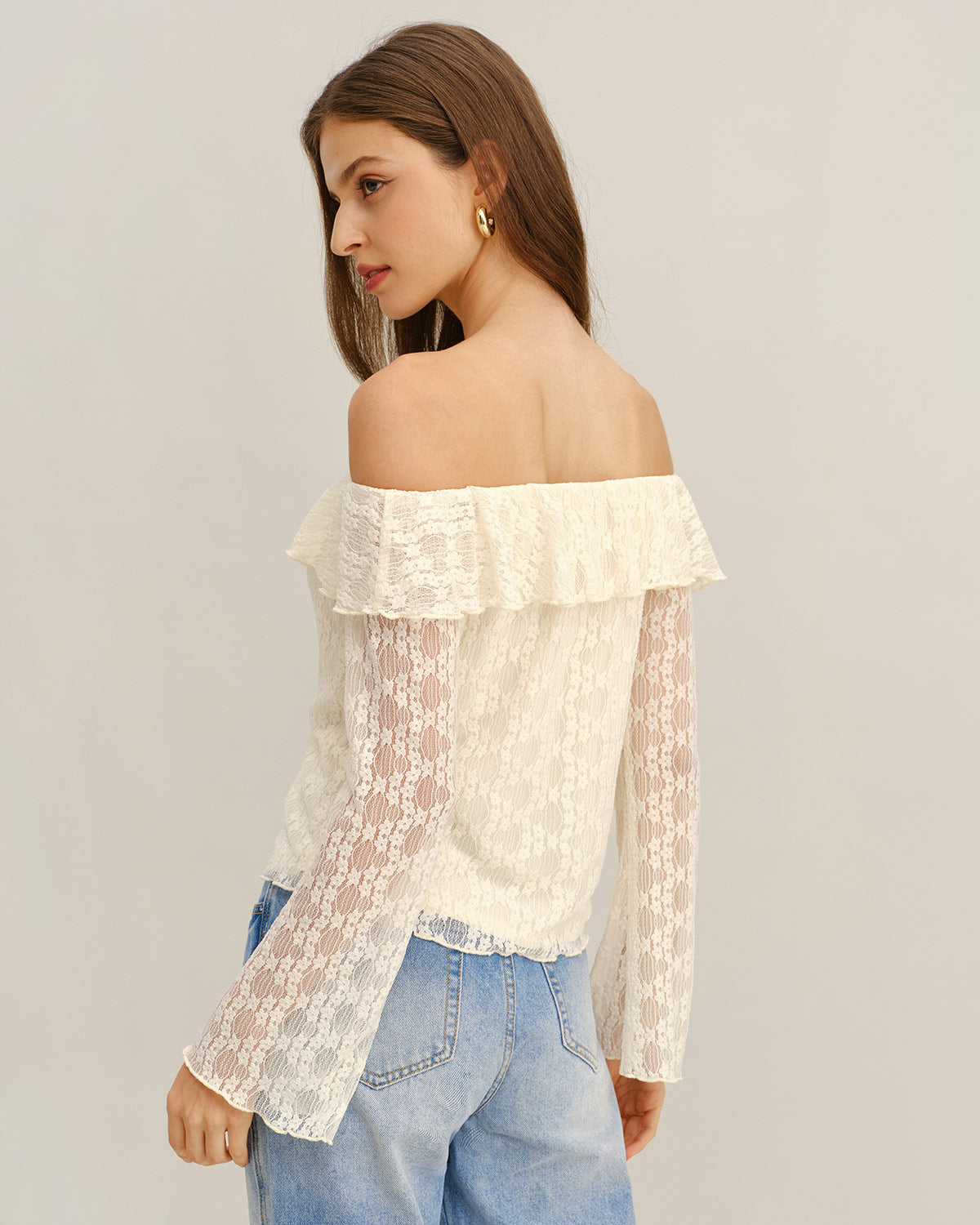 Kayısı Dantelli Off The Shoulder Tişört