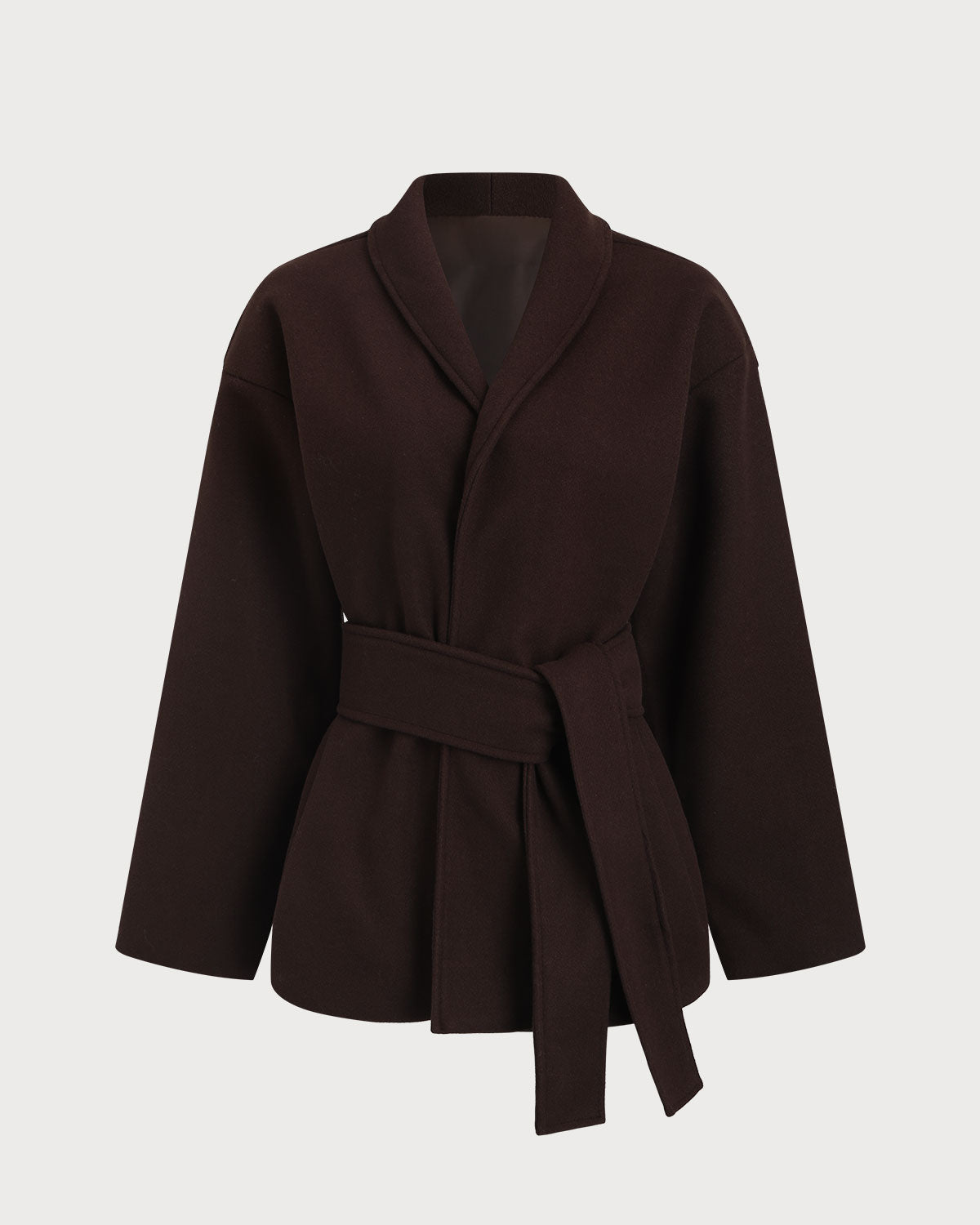 Kahve Belted Shawl Kaban