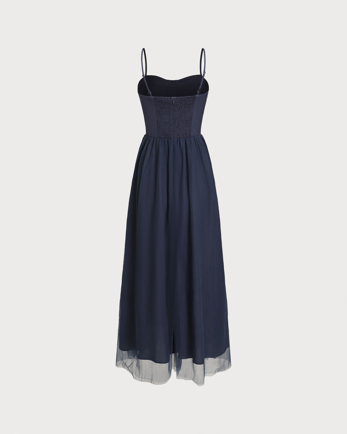 Mavi Büzgülü Flowy Slip Maxi Elbise