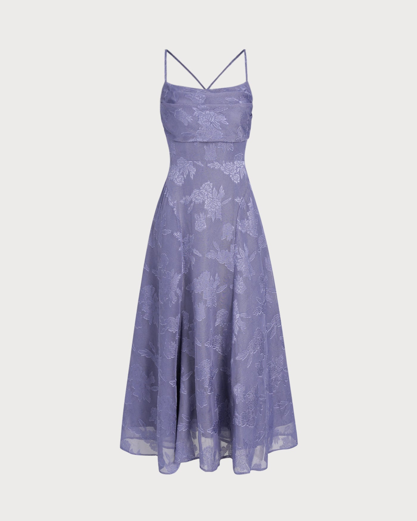 Mavi Jakarlı Slip Maxi Elbise