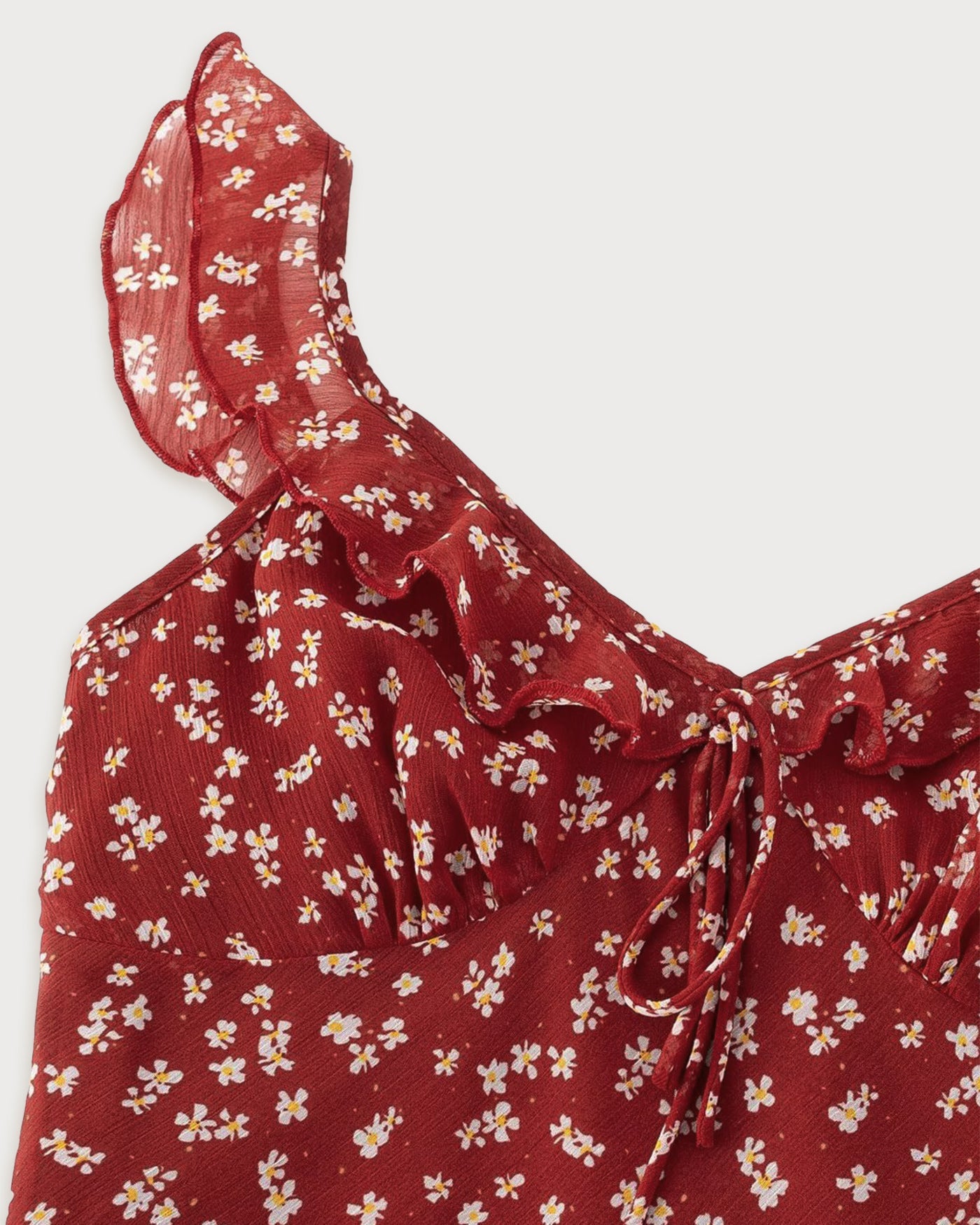 Kırmızı Çiçek Desenli Slip Maxi Elbise