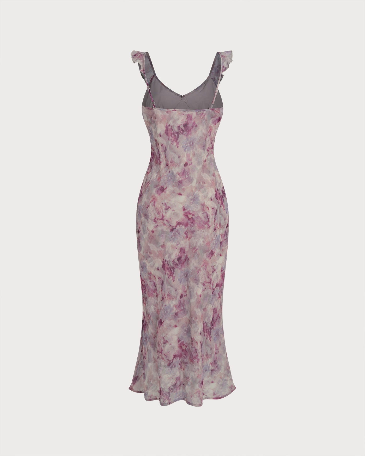 Mor Fırfır Detaylı A Kesim Slip Maxi Elbise
