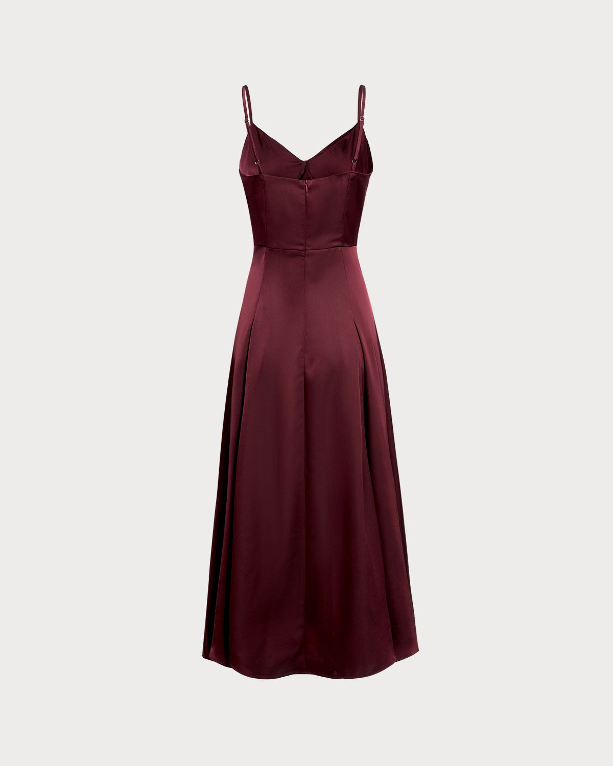 Bordo Saten A Kesim Slip Maxi Elbise