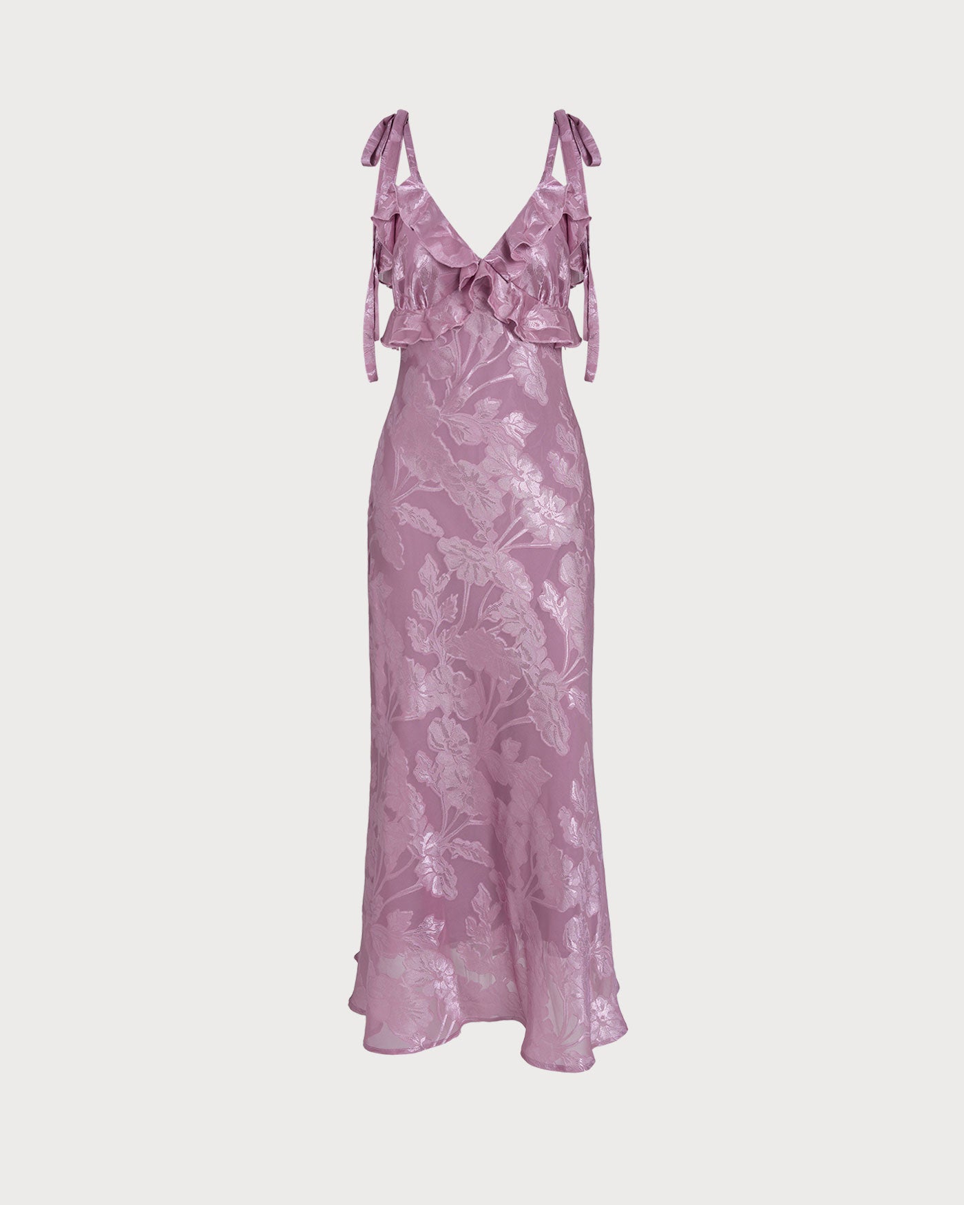 Mor Jakarlı Slip Maxi Elbise
