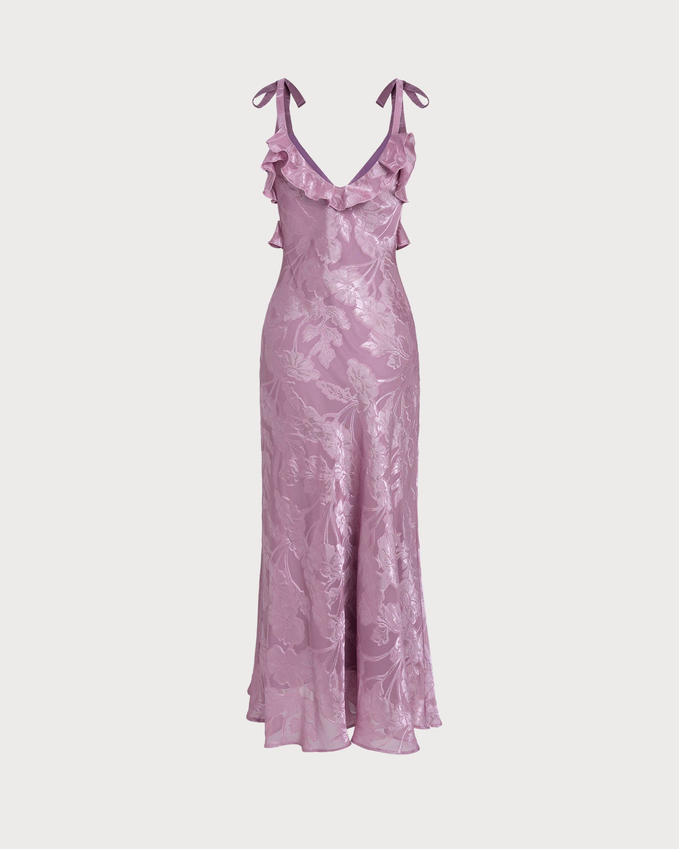 Mor Jakarlı Slip Maxi Elbise
