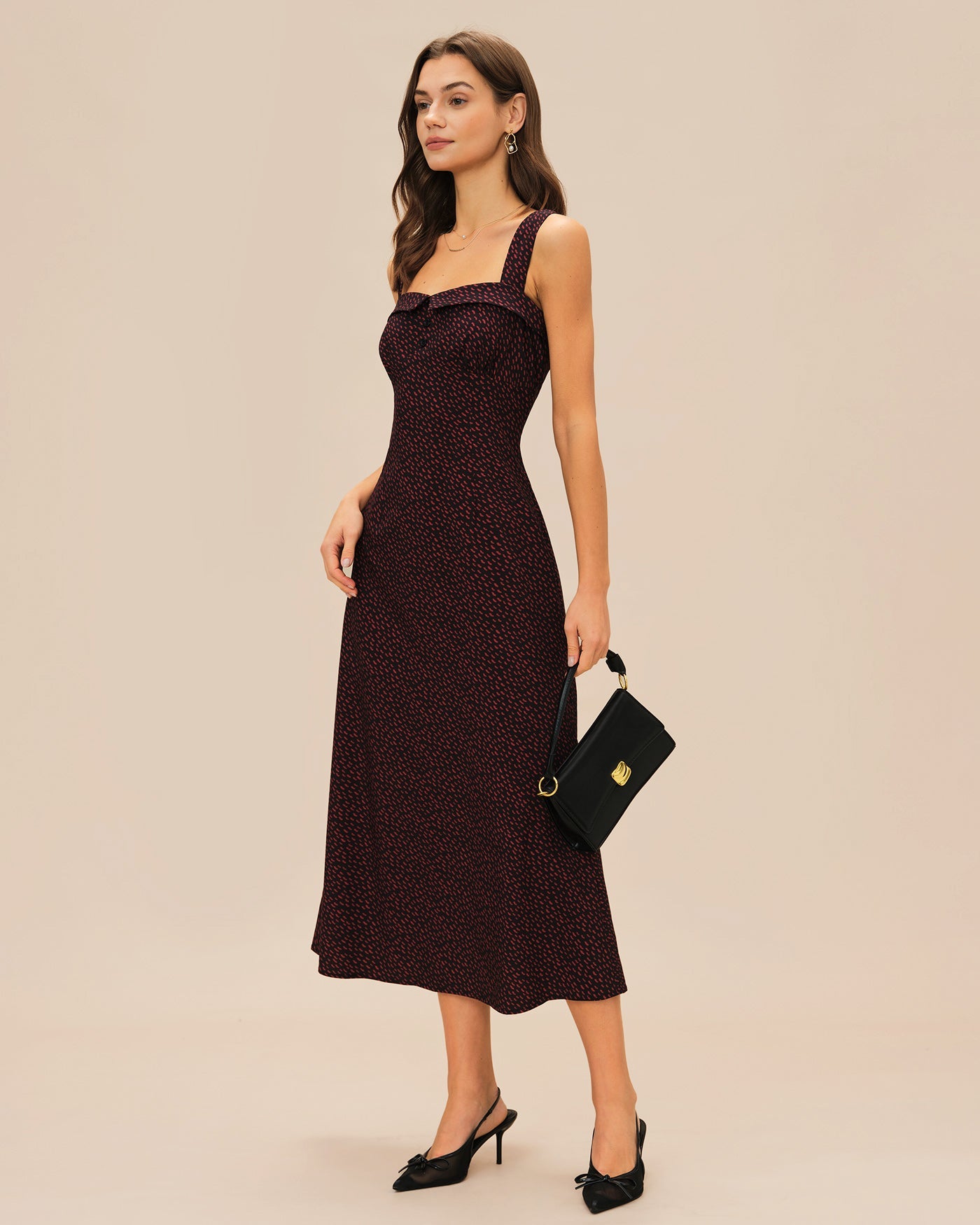 Bordo Slip Midi Elbise