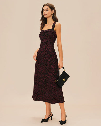 Bordo Slip Midi Elbise