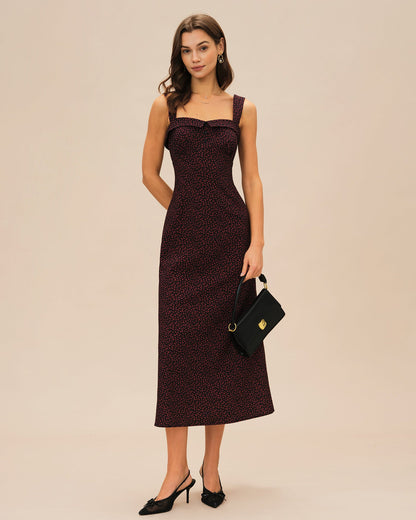 Bordo Slip Midi Elbise