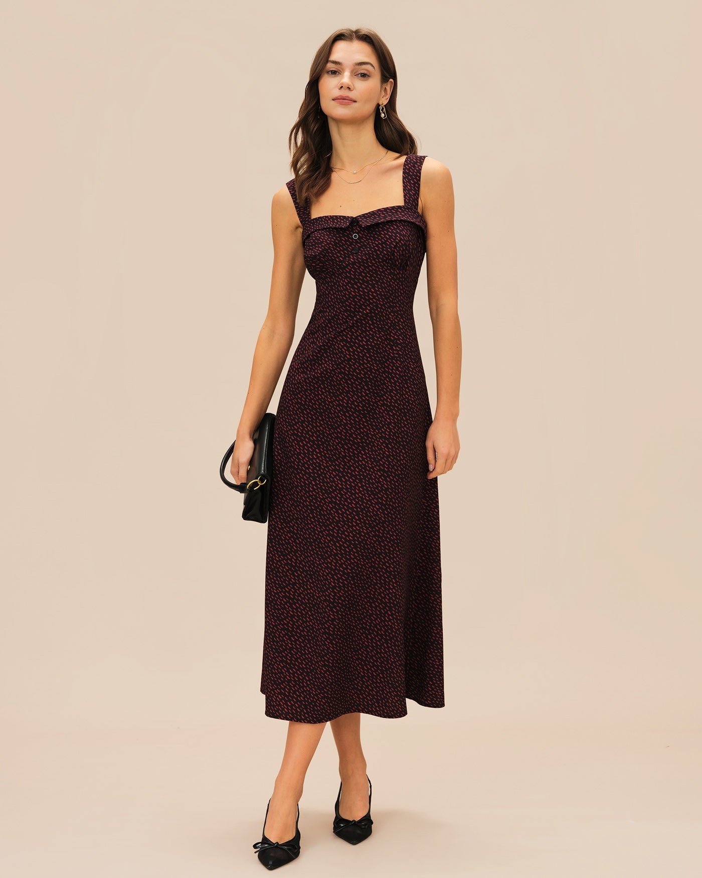 Bordo Slip Midi Elbise