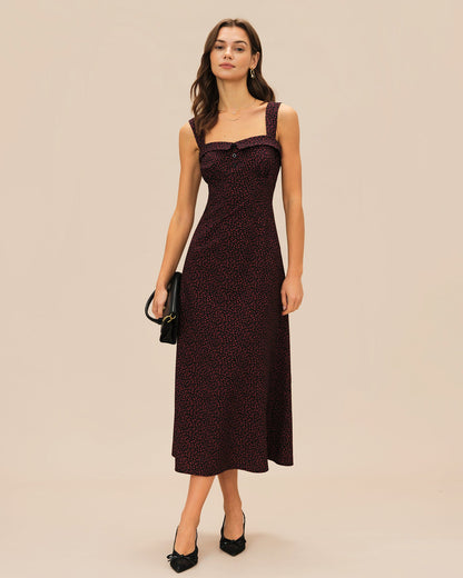Bordo Slip Midi Elbise