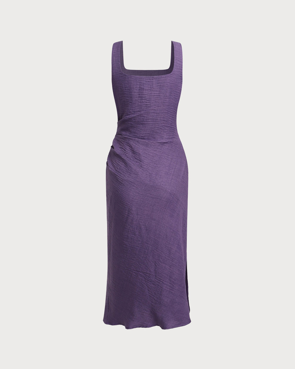 Mor Kare Yaka Slip Midi Elbise