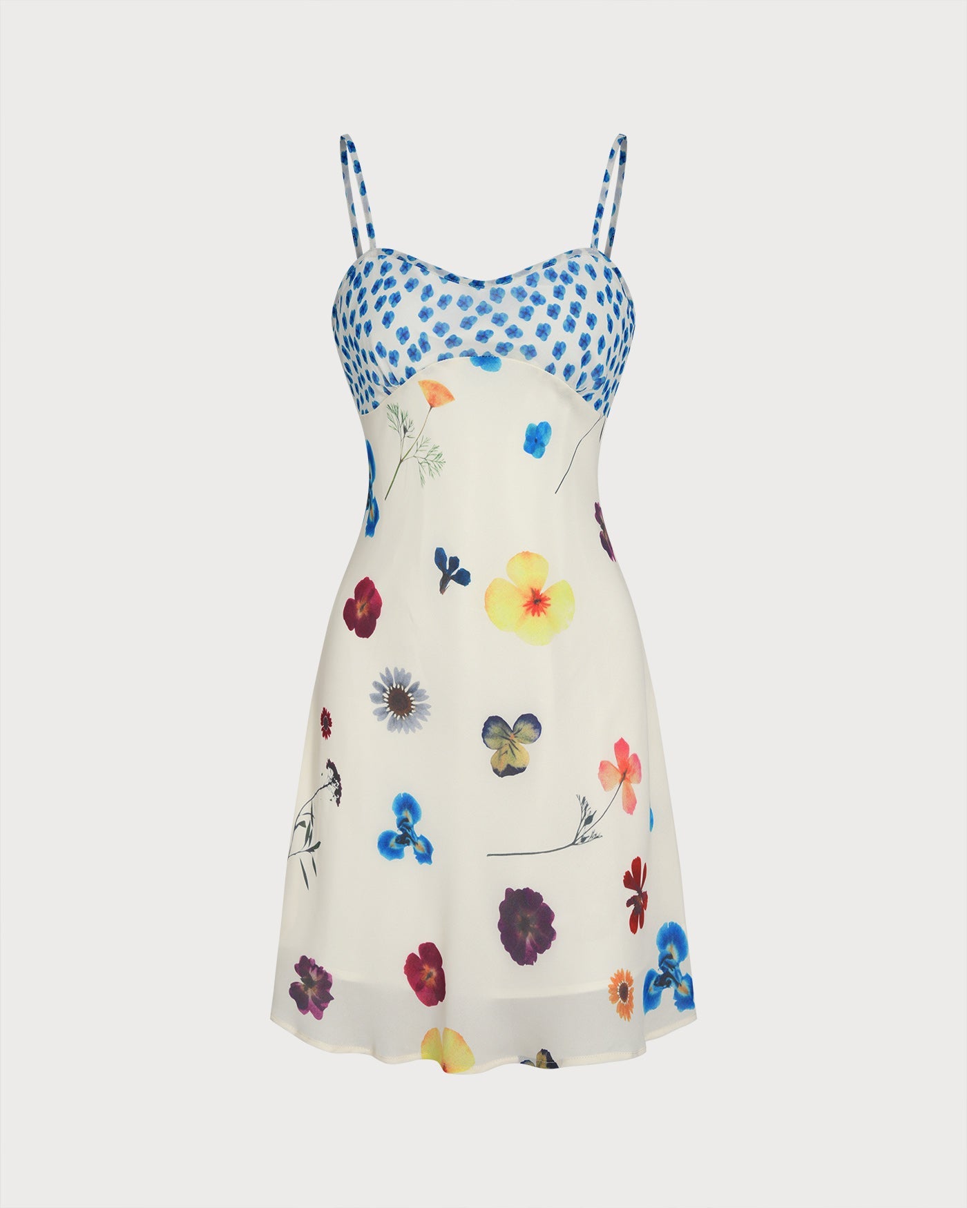 Kayısı Çiçek Desenli A Kesim Slip Mini Elbise