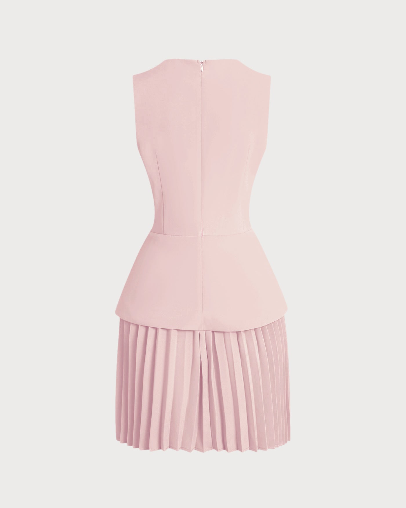 Pembe Yuvarlak Yaka Skater Mini Elbise