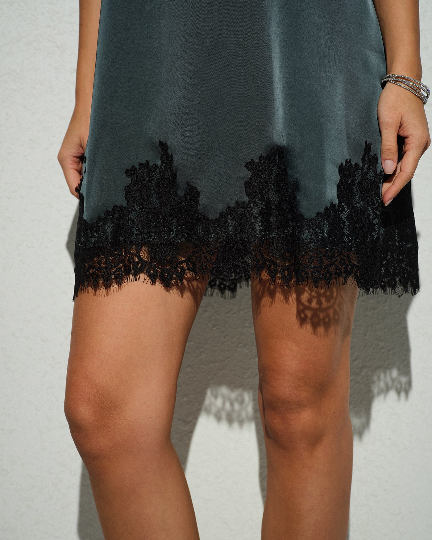 Yeşil Kolsuz Dantelli Tunik Mini Elbise