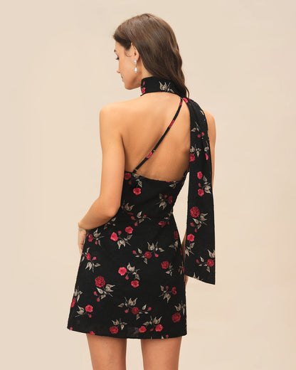 Siyah Jakarlı One Shoulder Mini Elbise