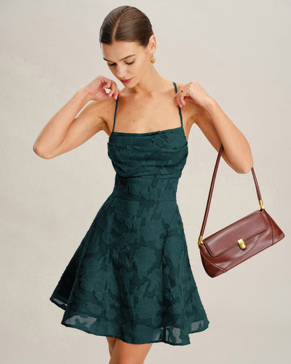 Yeşil Jakarlı Slip Mini Elbise