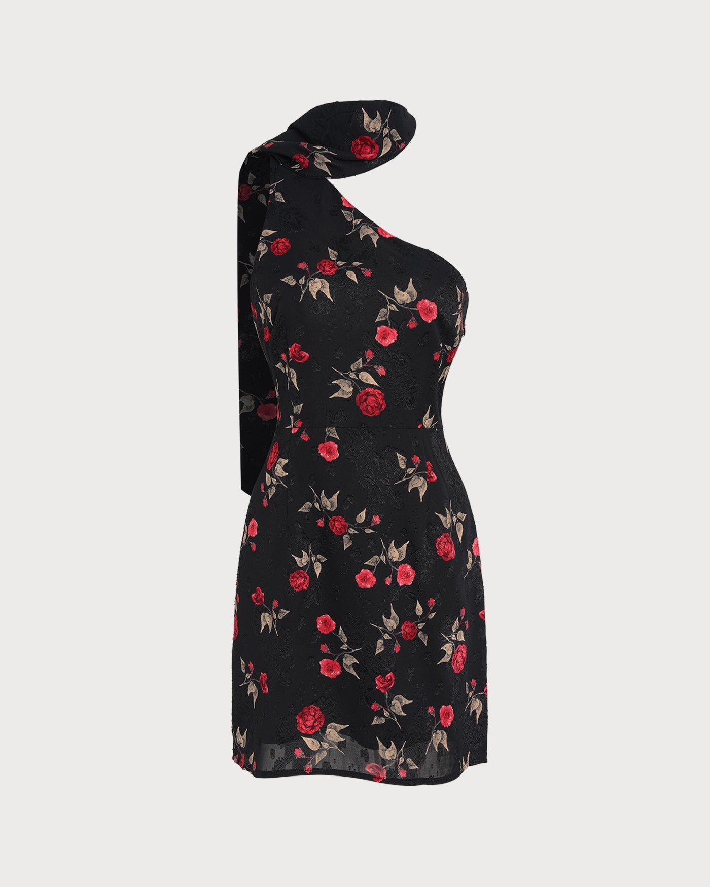 Siyah Jakarlı One Shoulder Mini Elbise