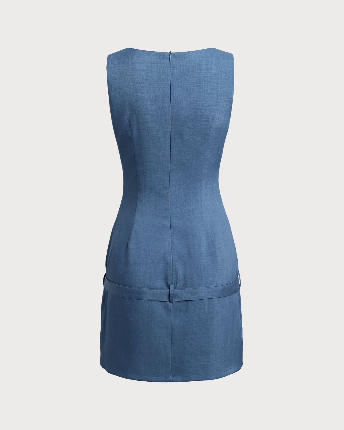 Mavi Kayık Yaka Belted Mini Elbise