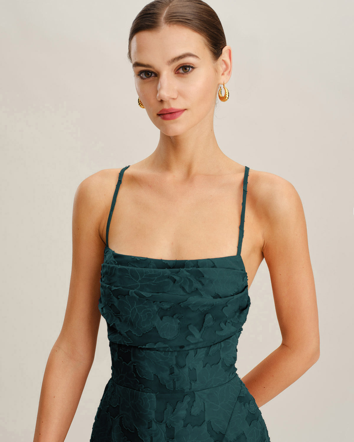 Yeşil Jakarlı Slip Mini Elbise