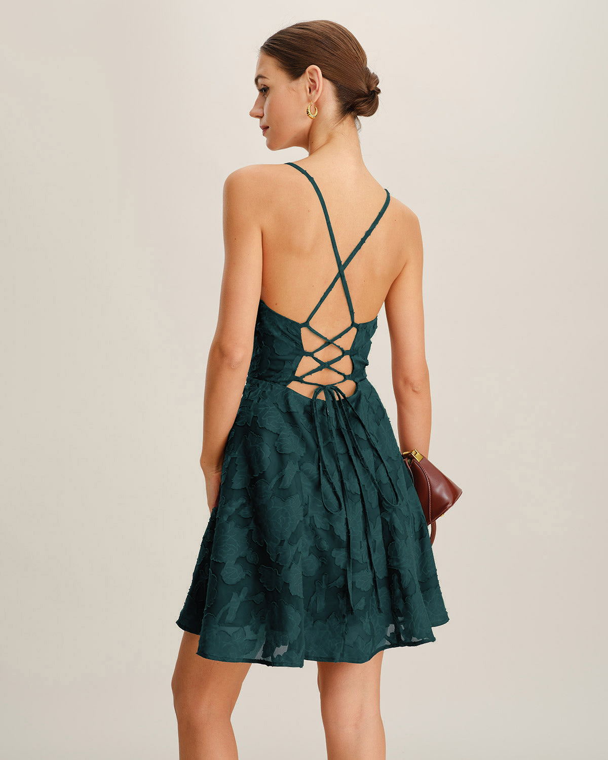 Yeşil Jakarlı Slip Mini Elbise