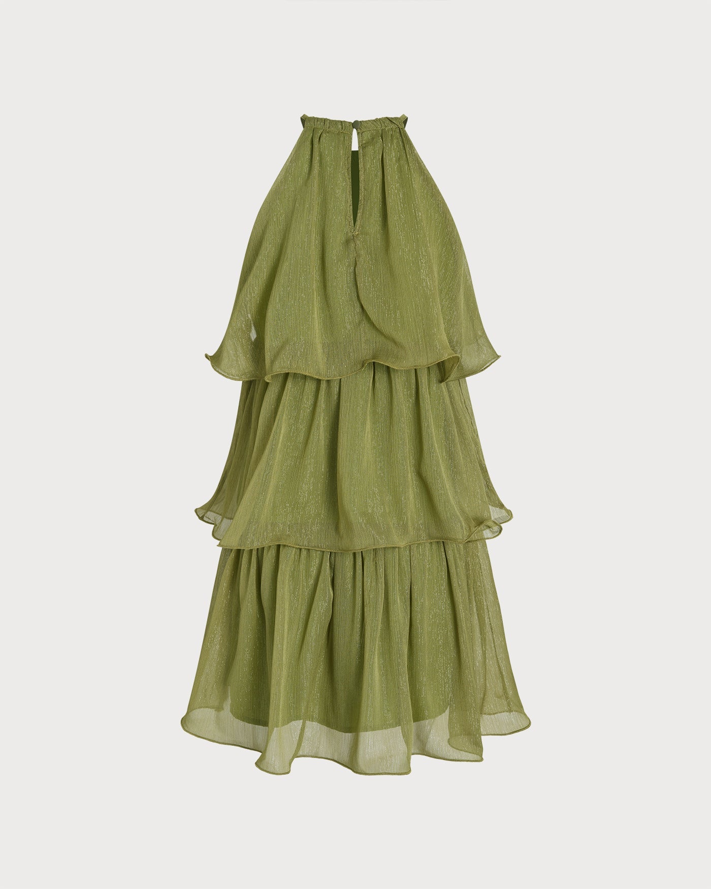 Yeşil Yuvarlak Yaka Flowy Mini Elbise
