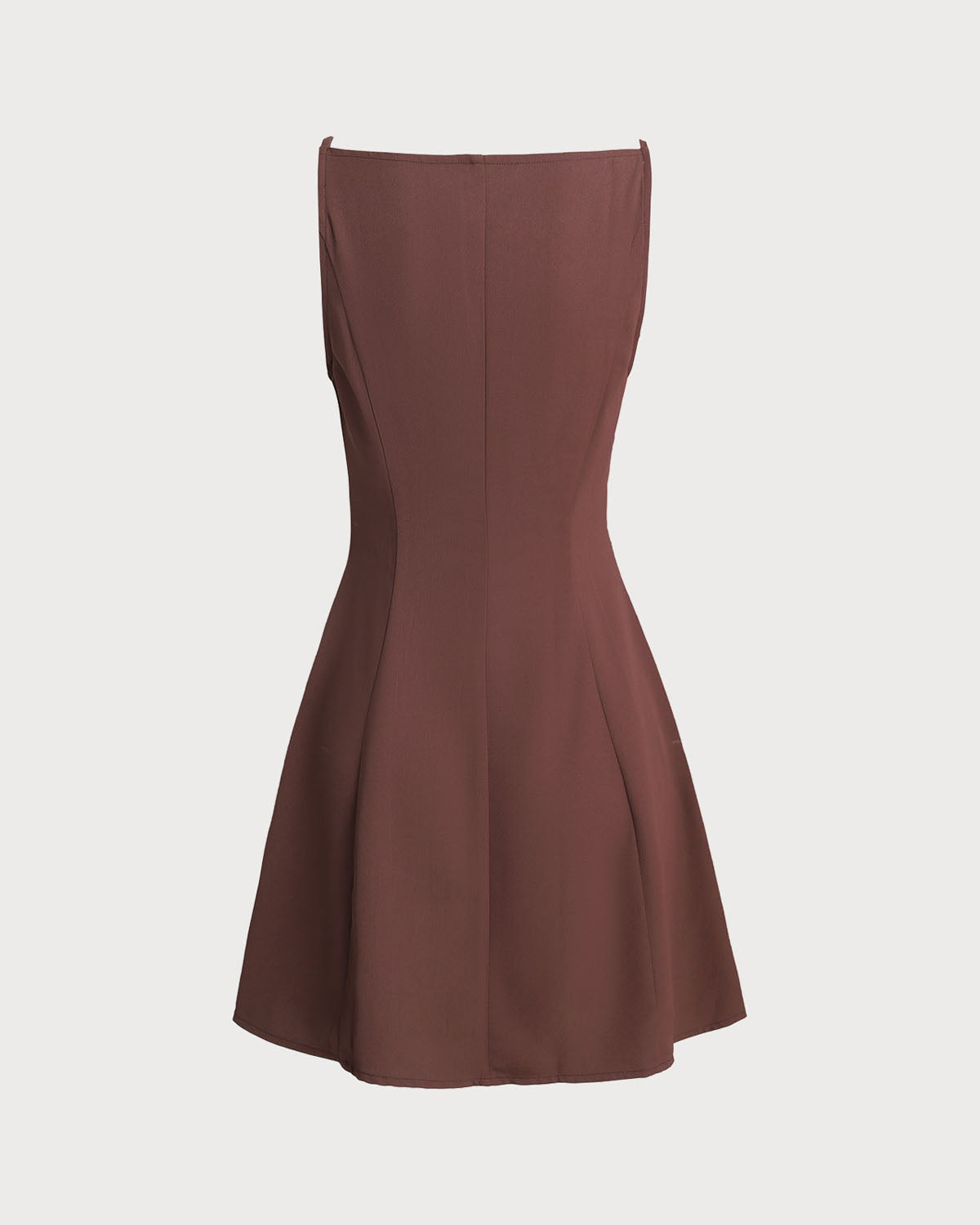 Kahverengi Düğmeli Pileli Slip Mini Elbise