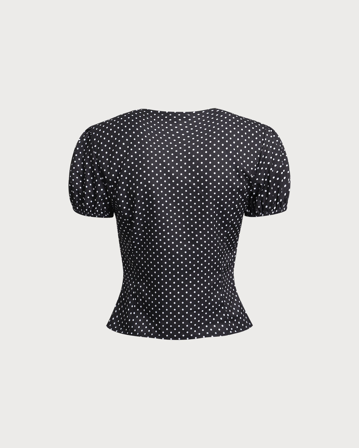 Siyah Puantiyeli Dantelli Trim Bluz