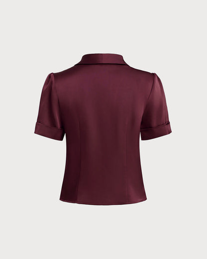 Bordo Saten Bluz