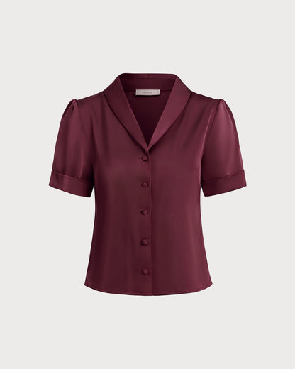 Bordo Saten Bluz