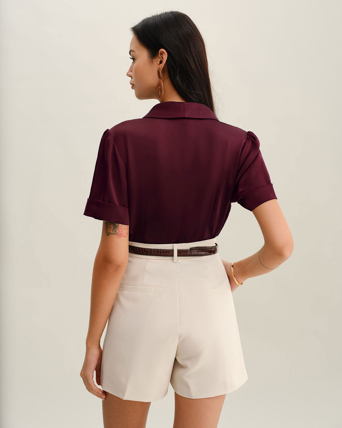 Bordo Saten Bluz