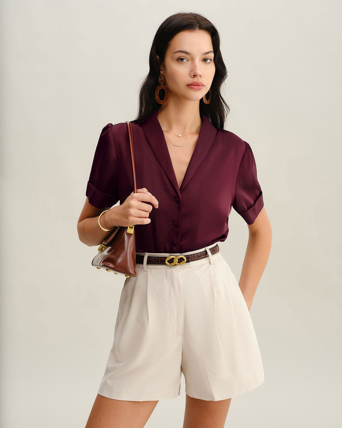 Bordo Saten Bluz
