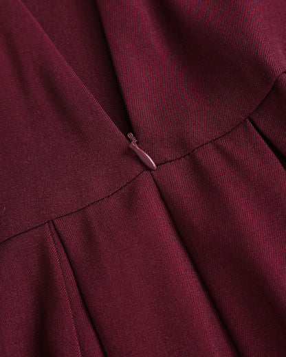 Bordo Normal Bel Pileli Midi Etek