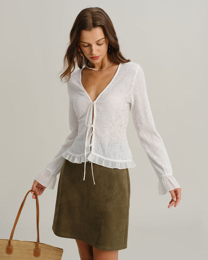 Yeşil Suede Düz Mini Etek