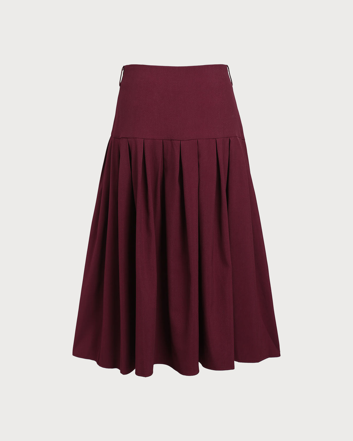 Bordo Normal Bel Pileli Midi Etek
