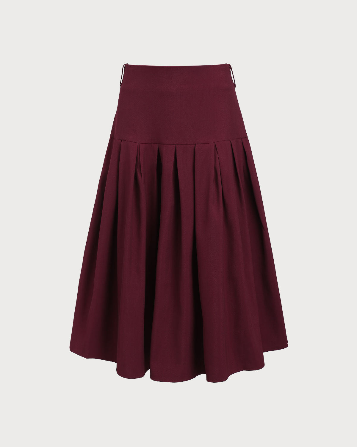Bordo Normal Bel Pileli Midi Etek