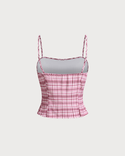 Pembe Ekoseli Cami Üst